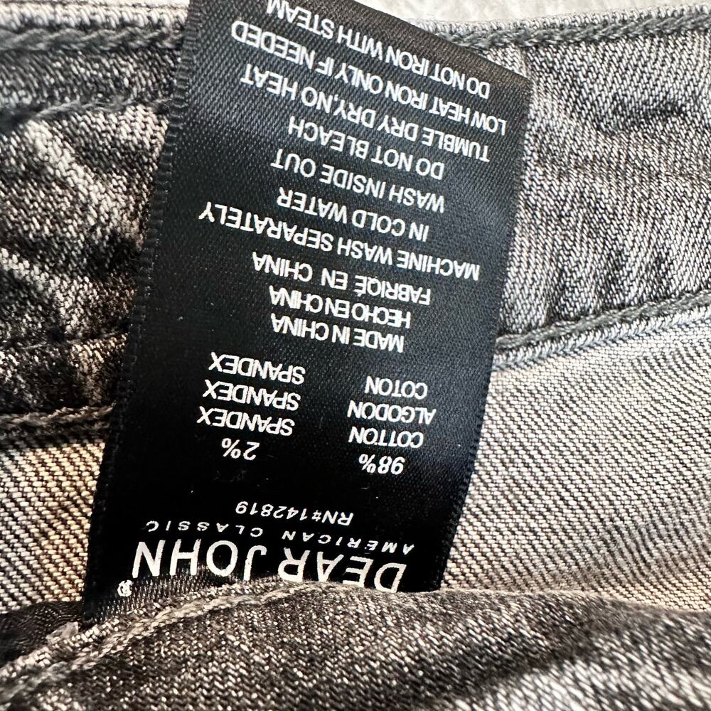 Dear John Rough Hem Stonewashed Black + White Straight Leg Jeans Size 25 - Picture 6 of 16